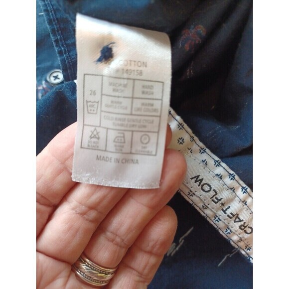 Craft+Flow Voyage short sl shirt mens L flip cuff sailboats palms beach vacation - Picture 9 of 9